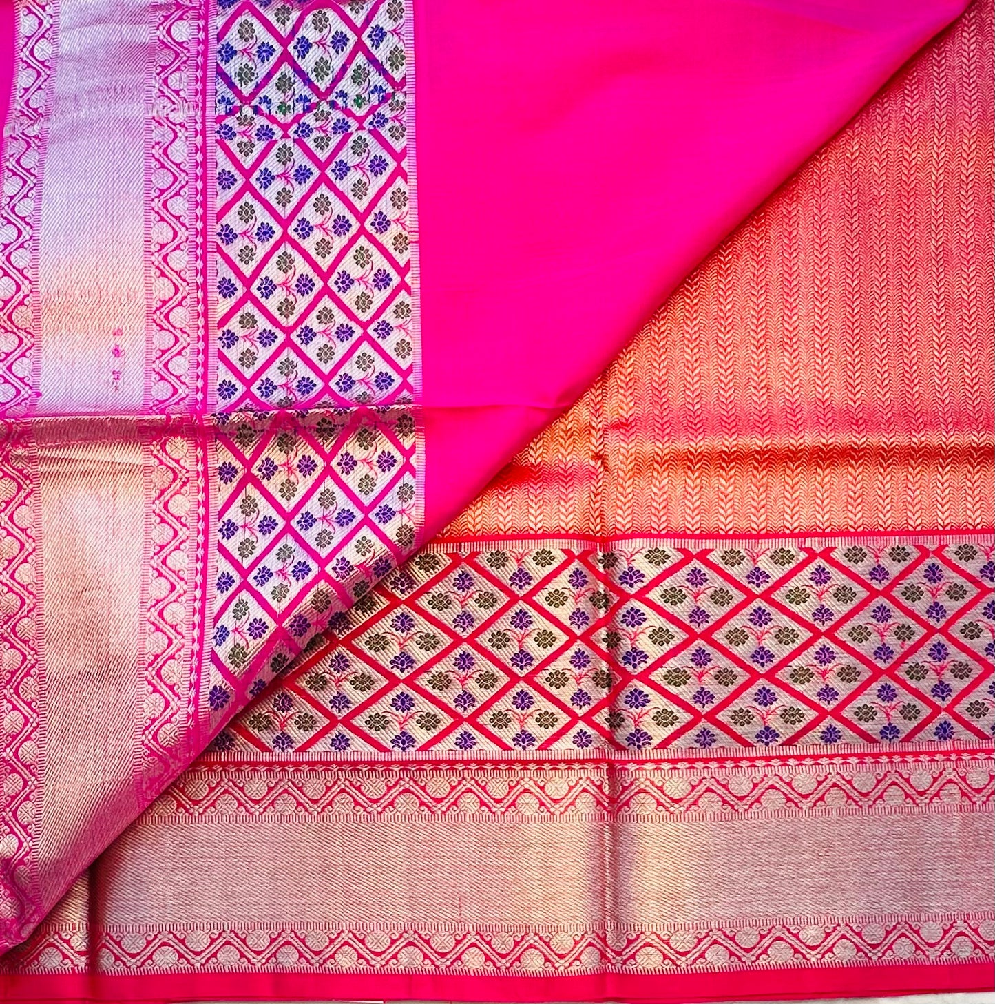 RED ND PINK PURE VENKATAGIRI SILK SAREE