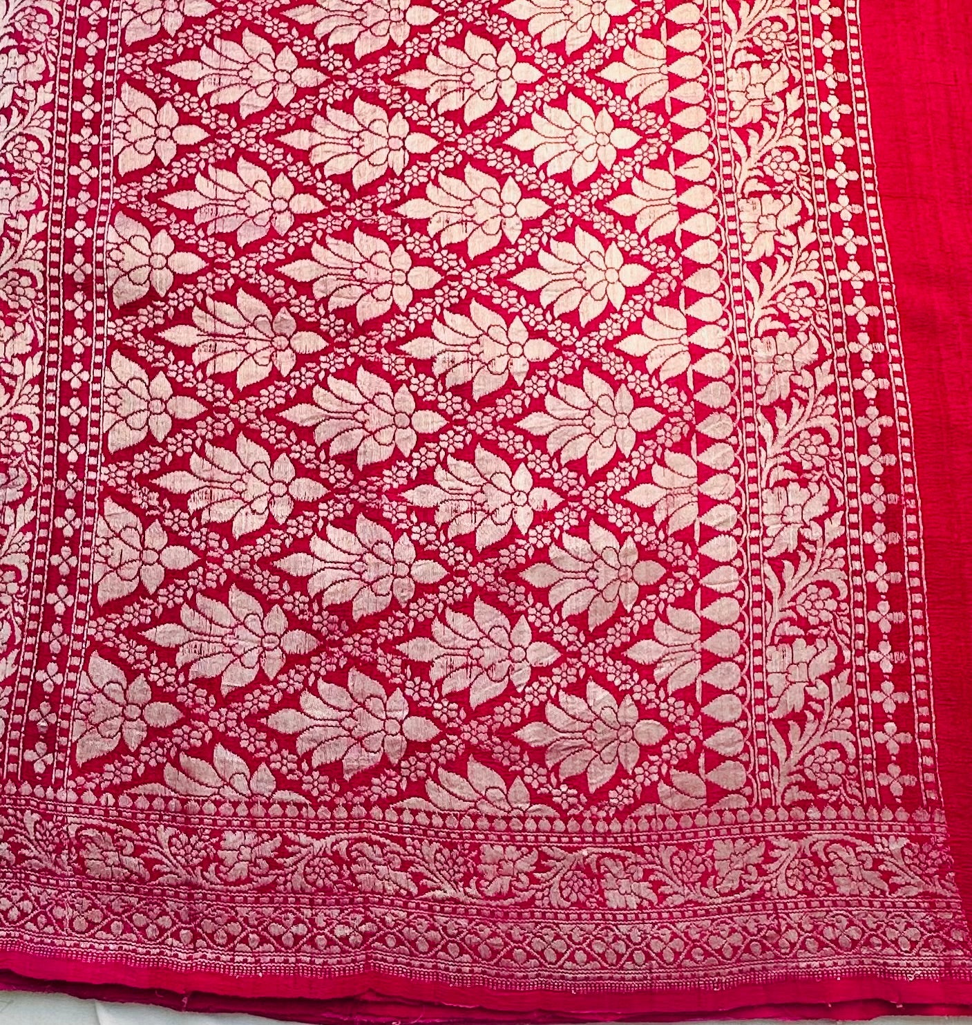 BABYPINK PURE TUSSER GORGETTE SAREE