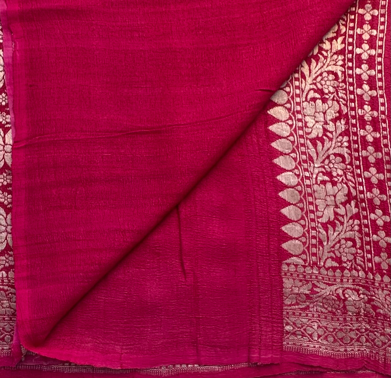 BABYPINK PURE TUSSER GORGETTE SAREE
