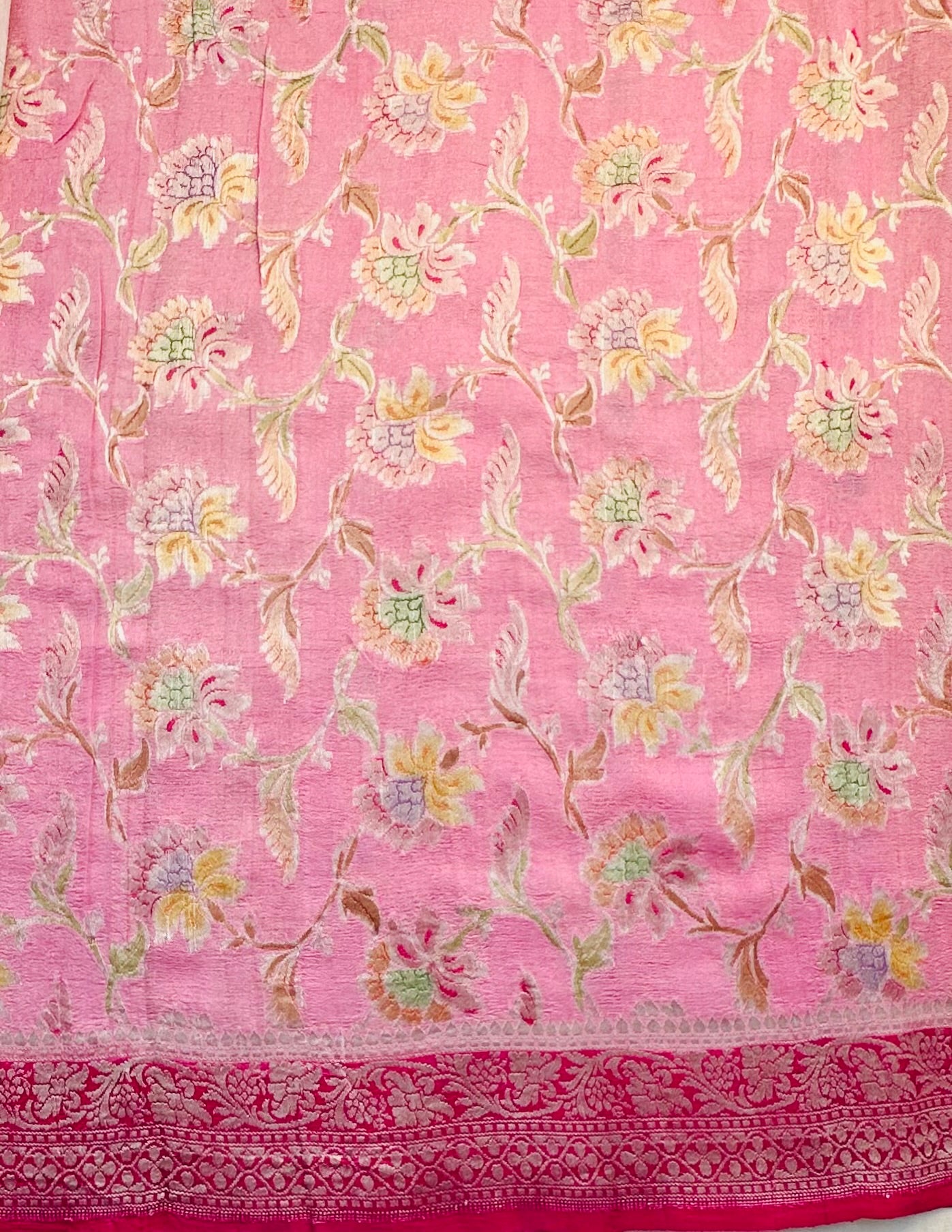 BABYPINK PURE TUSSER GORGETTE SAREE