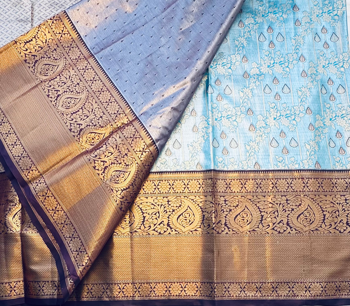 SKY BLUE TISSUE KANJIVARAM SILK SAREE