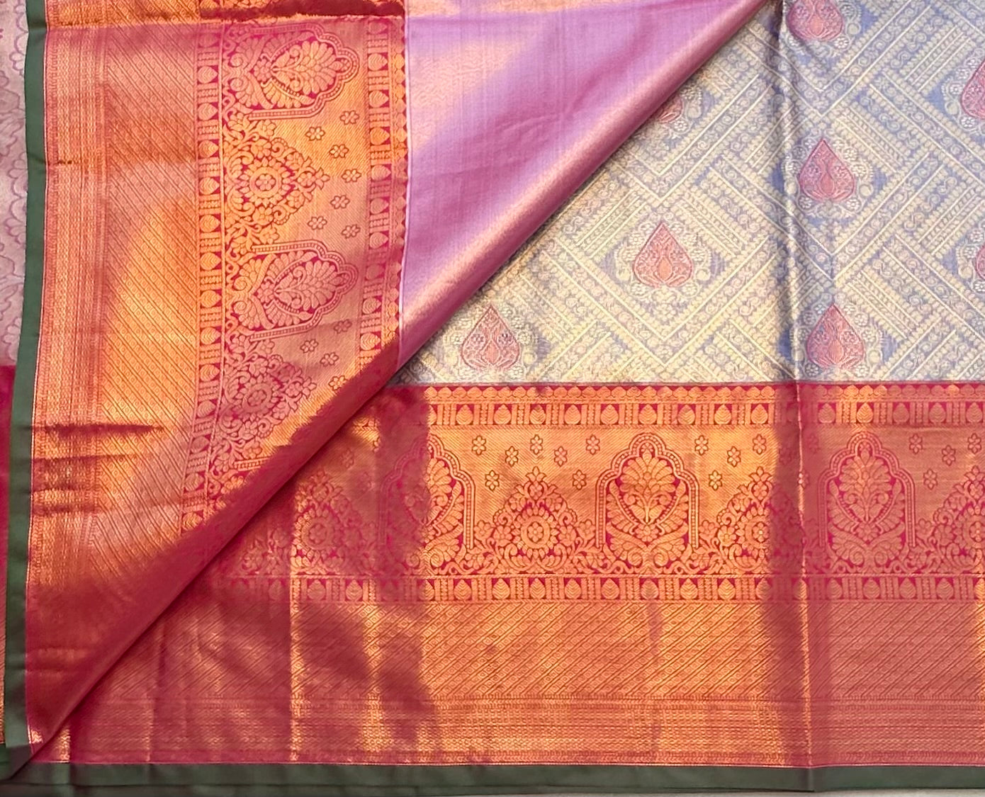 LAVENDER PINK TISSUE KANJIVARAM SILK SAREE