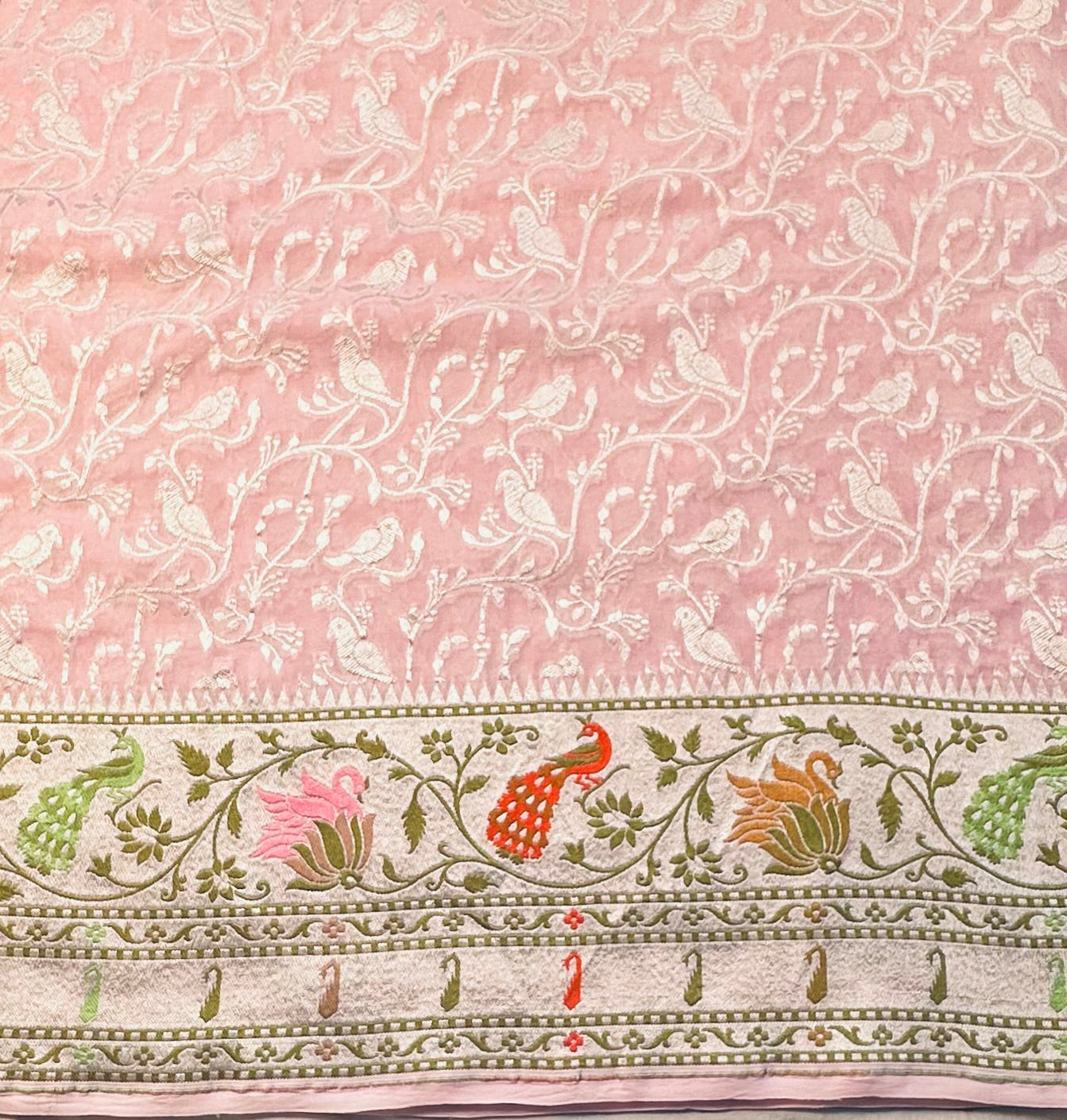 BABY PINK  BANARAS  PURE GORGETTE SAREE