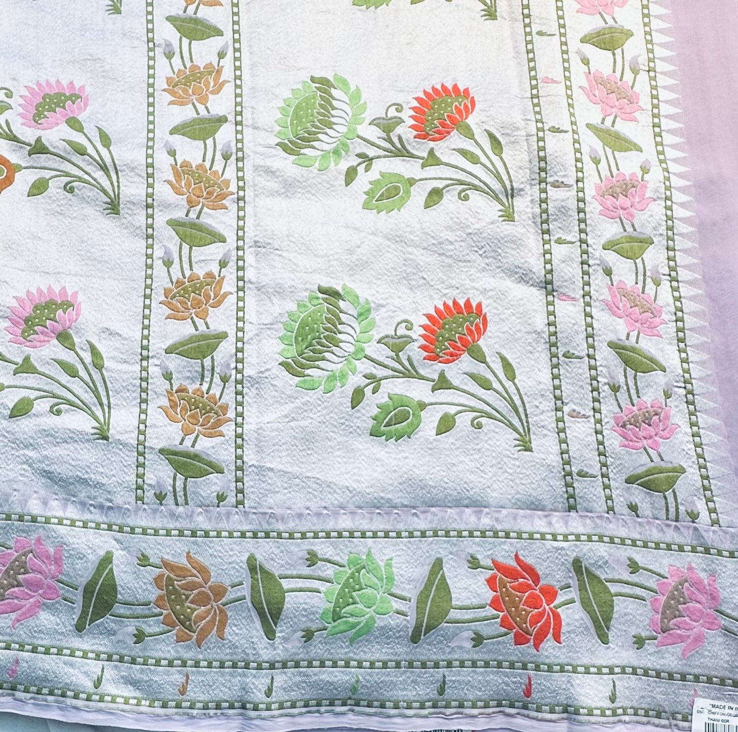 LAVENDER BANARAS PURE GORGETTE SAREE