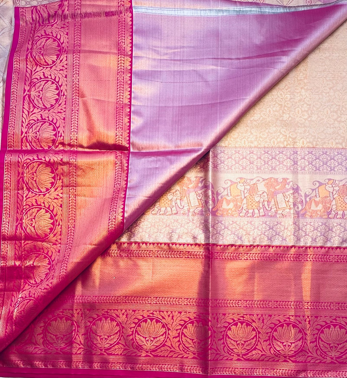 ORANGE TISSUE KANJIVARAM SILK SAREE