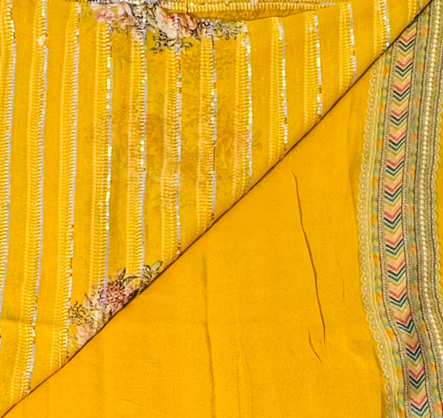 METHI YELLOW BANARAS DESIGNER PURE GORGETTES