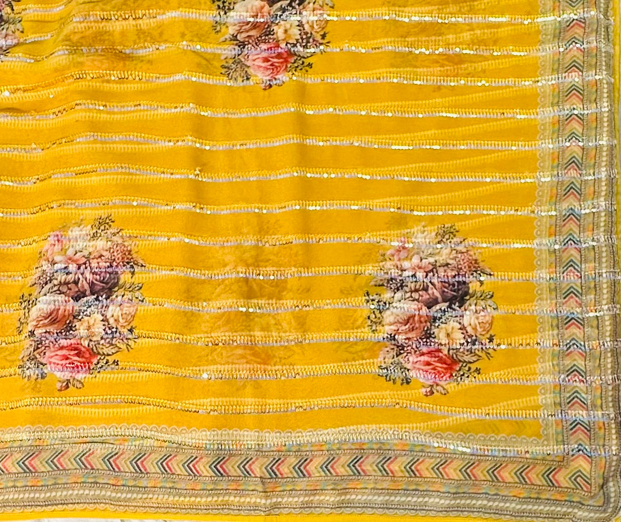 METHI YELLOW BANARAS DESIGNER PURE GORGETTES