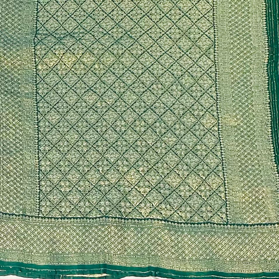 GREEN BANARAS DESIGNER PURE GORGETTES