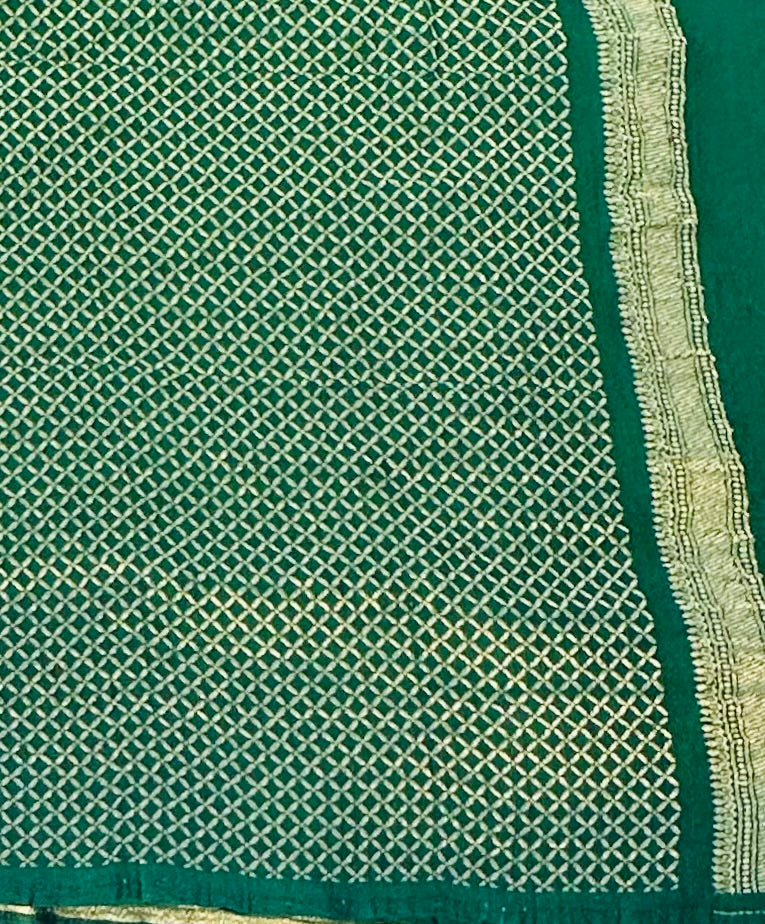 GREEN BANARAS DESIGNER PURE GORGETTES