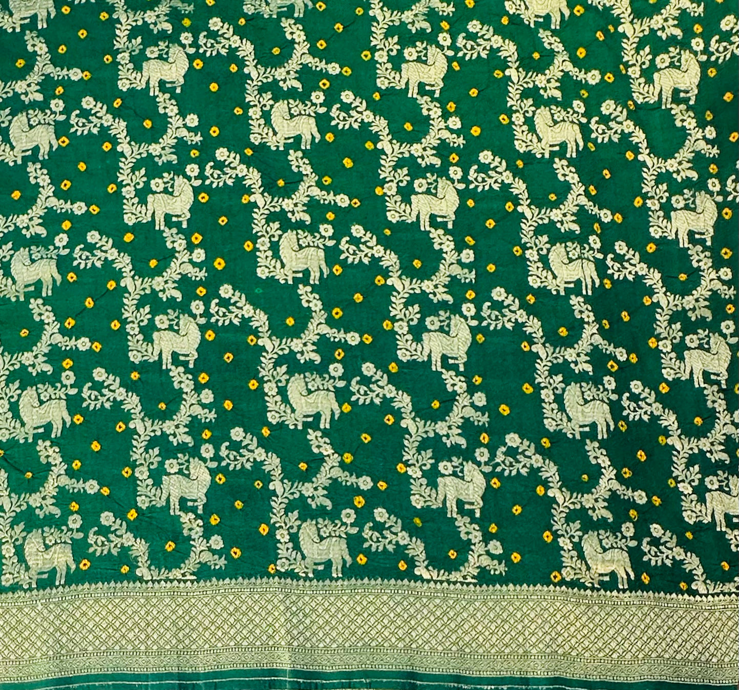 GREEN BANARAS DESIGNER PURE GORGETTES