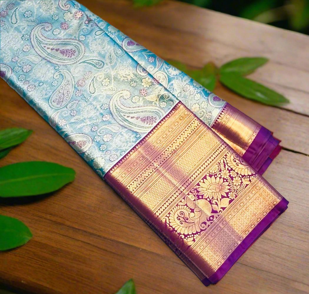 RAMA  GREEN TISSUE KANJIVARAM SILK SAREE