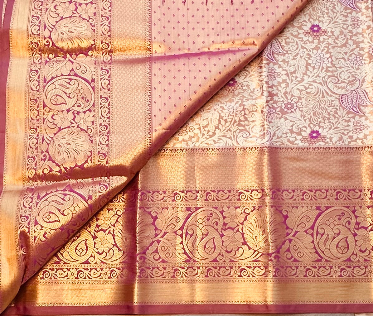 PINK TISSUE KANJIVARAM SILK SAREE