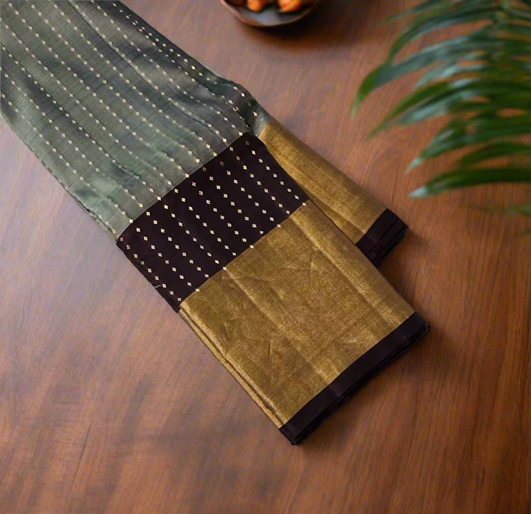 GREY KANJIVARAM LIGHT WEIGHT  SAREE