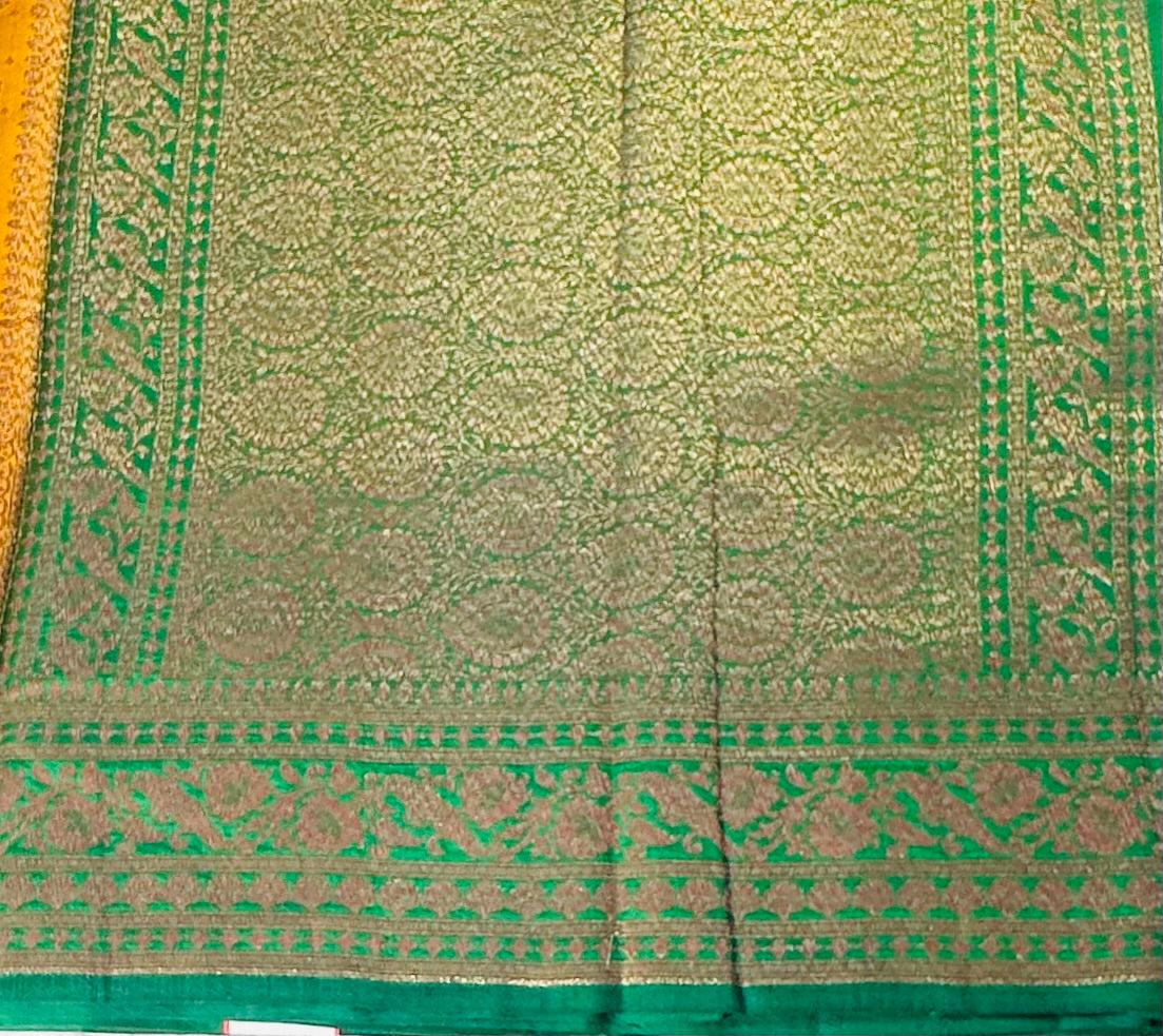 METHI YELLOW PURE CHINIYA SILK SAREE