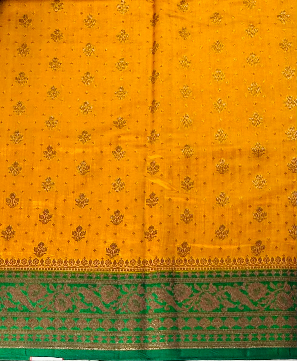 METHI YELLOW PURE CHINIYA SILK SAREE