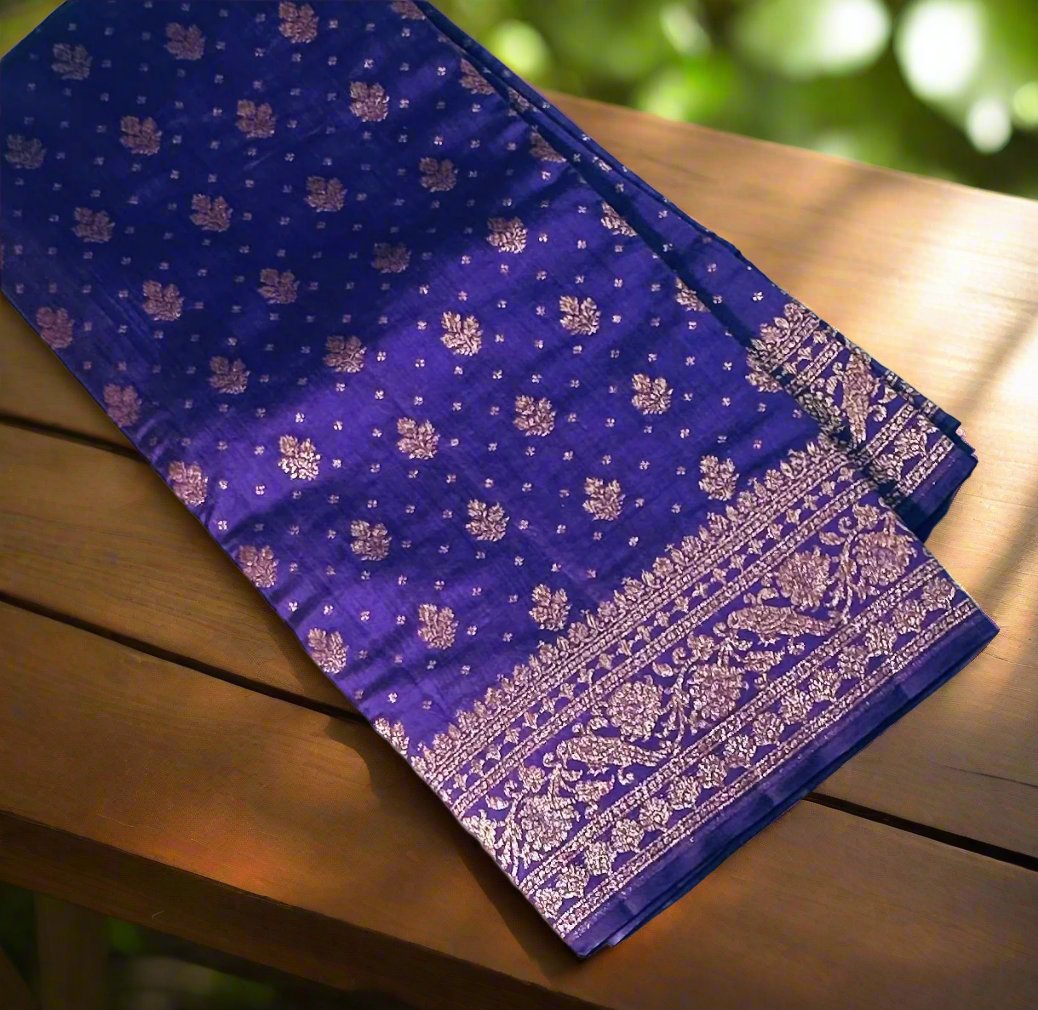 PURPLE PURE CHINIYA SILK SAREE