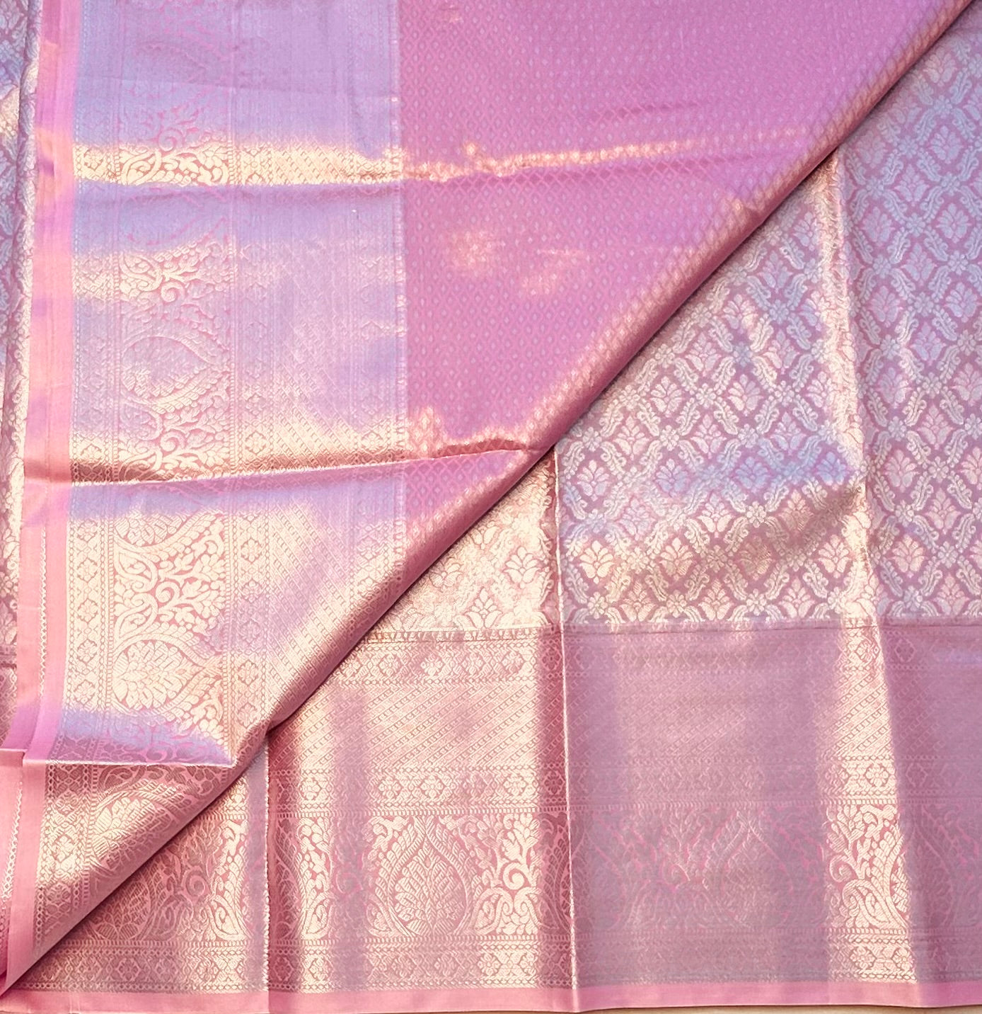 BABY PINK TISSUE KANJIVARAM SILK SAREE