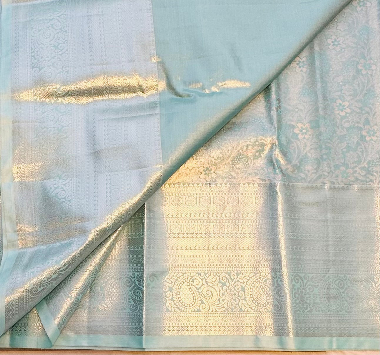 SKYBLUE TISSUE KANJIVARAM SILK SAREE