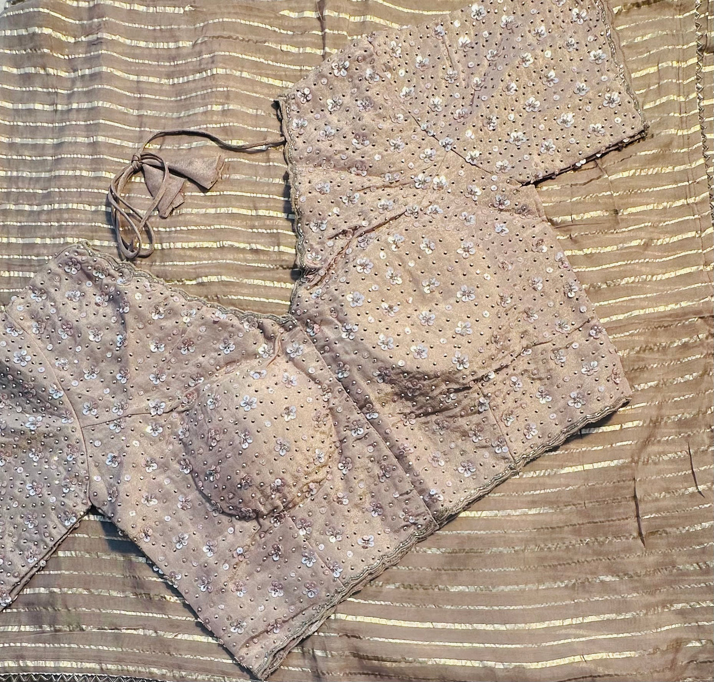 LIGHT BEIGE DESIGNER WORK SAREE