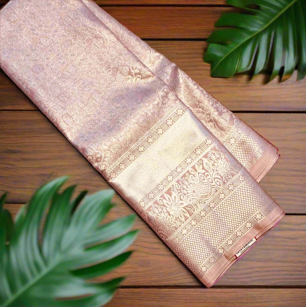 PEACH TISSUE KANJIVARAM SILK SAREE
