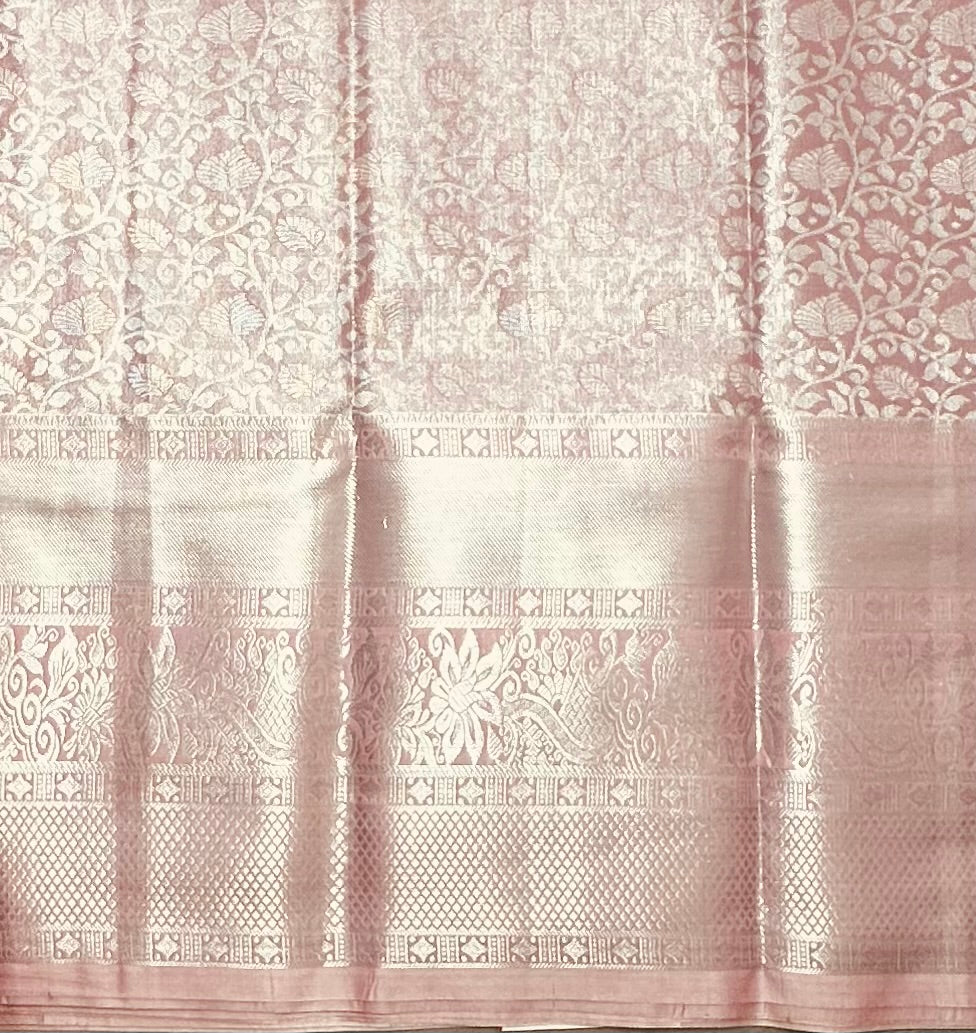 PEACH TISSUE KANJIVARAM SILK SAREE