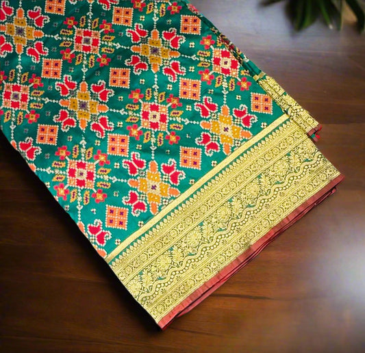 GREEN PURE BANARAS PATOLA DESIGNER SAREE