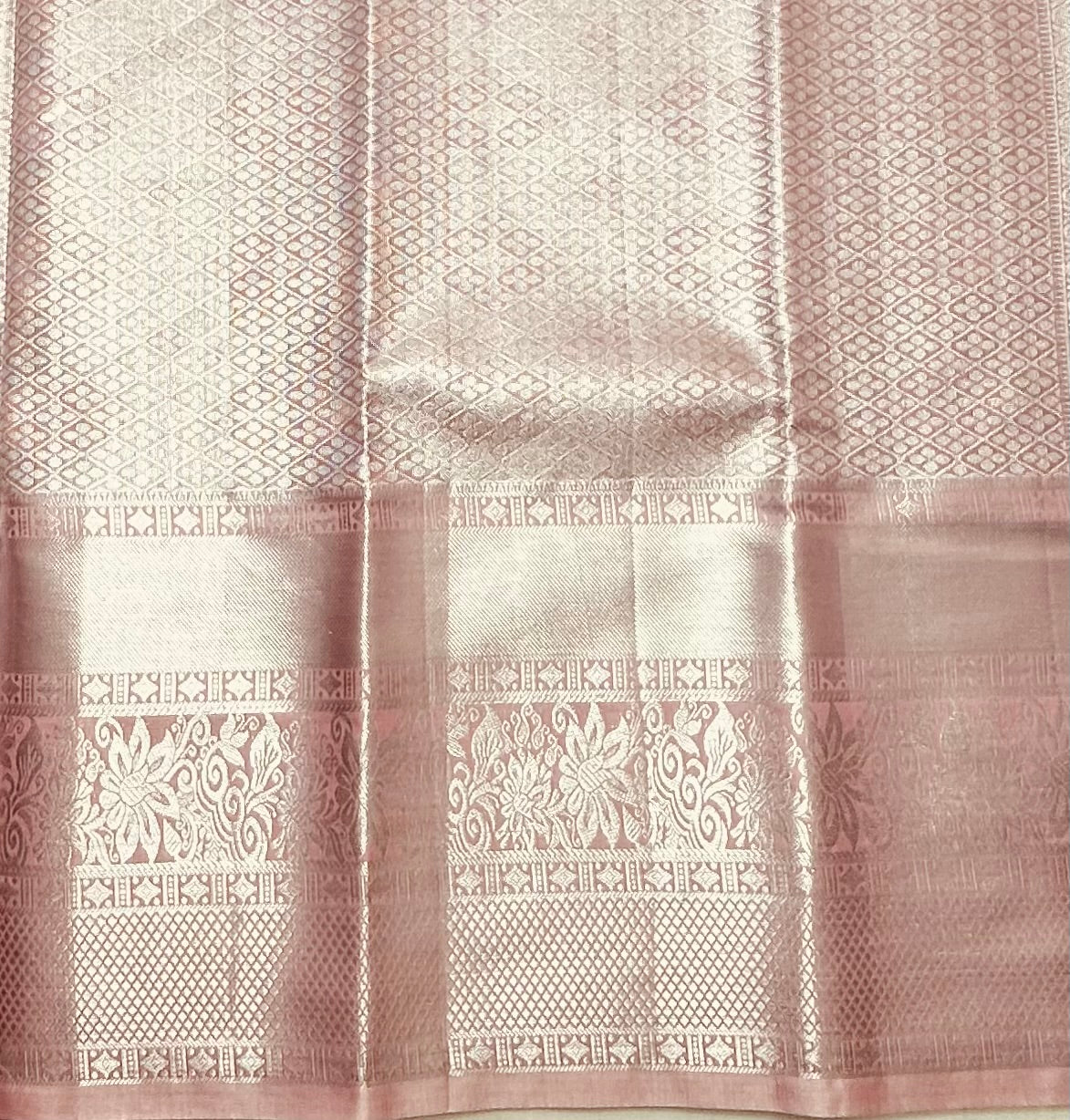 PEACH TISSUE KANJIVARAM SILK SAREE