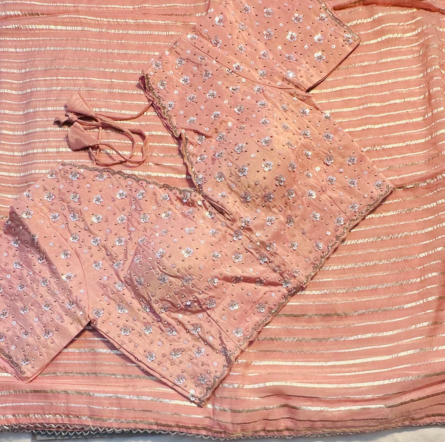 PASTEL PEACH DESIGNER WORK SAREE