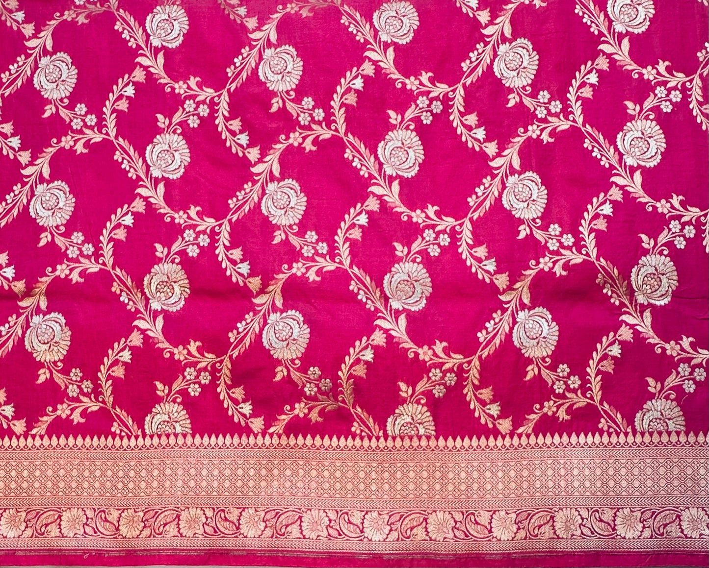 METALLIC PINK BANARAS PURE KATAAN JAAL SAREE