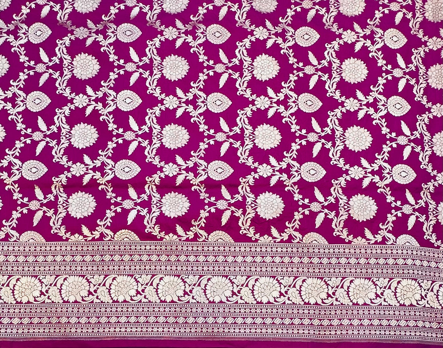 DARK PINK BANARAS PURE KATAAN JAAL SAREE