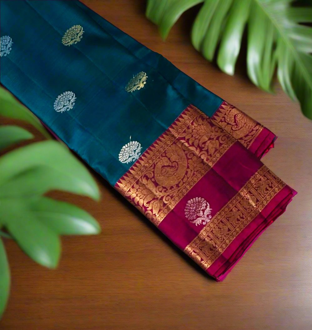METALLIC BLUE KANJIVARAM LIGHT WEIGHT