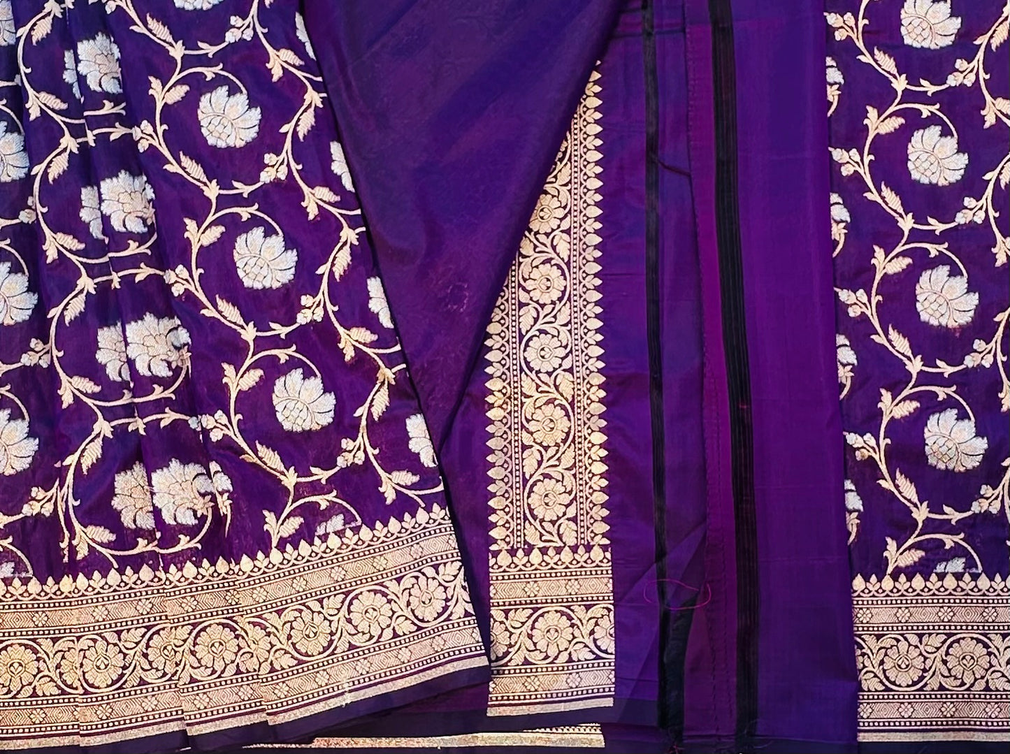 DARK PURPLE BANARAS PURE KATAAN JAAL SAREE