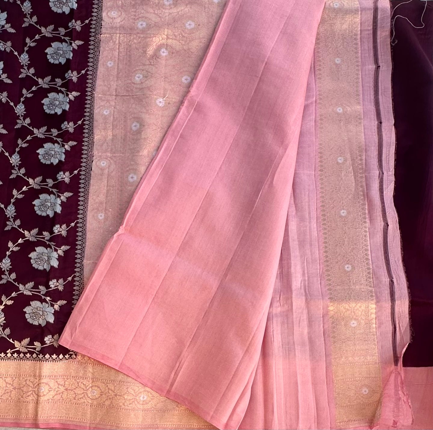 DARK BROWN PURE BANARAS KATAAN JAAL SAREE