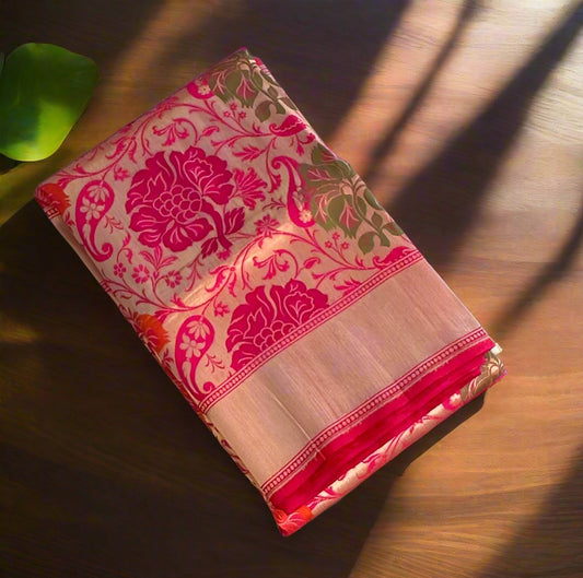 PINK ND GOLD PURE BANARAS PAITHANI SAREE