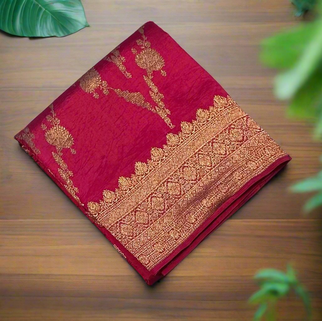 MAROON RED BANARASPURE RAW MANGO