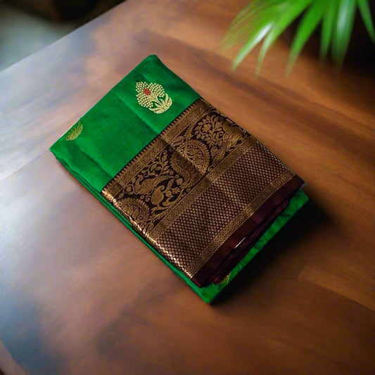 GREEN KANJIVARAM LIGHT WEIGHT