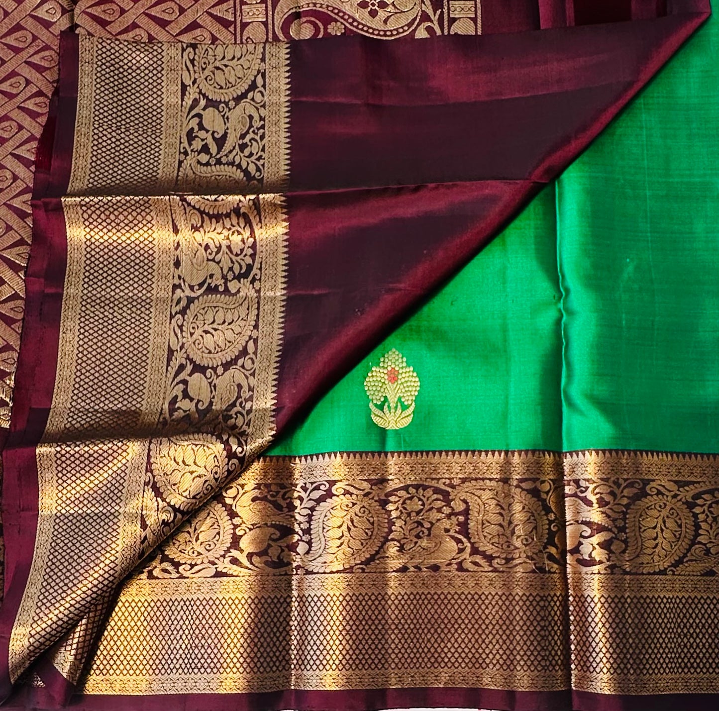 GREEN KANJIVARAM LIGHT WEIGHT