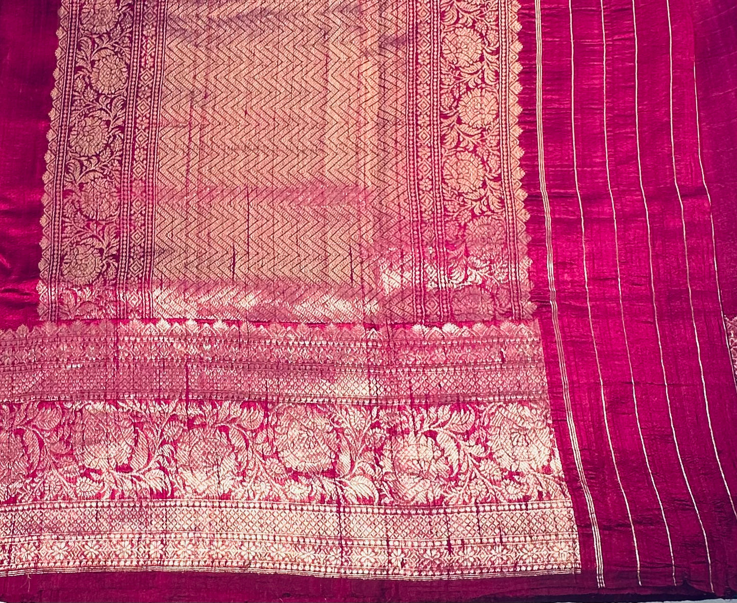MAROON ND BLUE BANARAS PURE RAW SILK SAREE