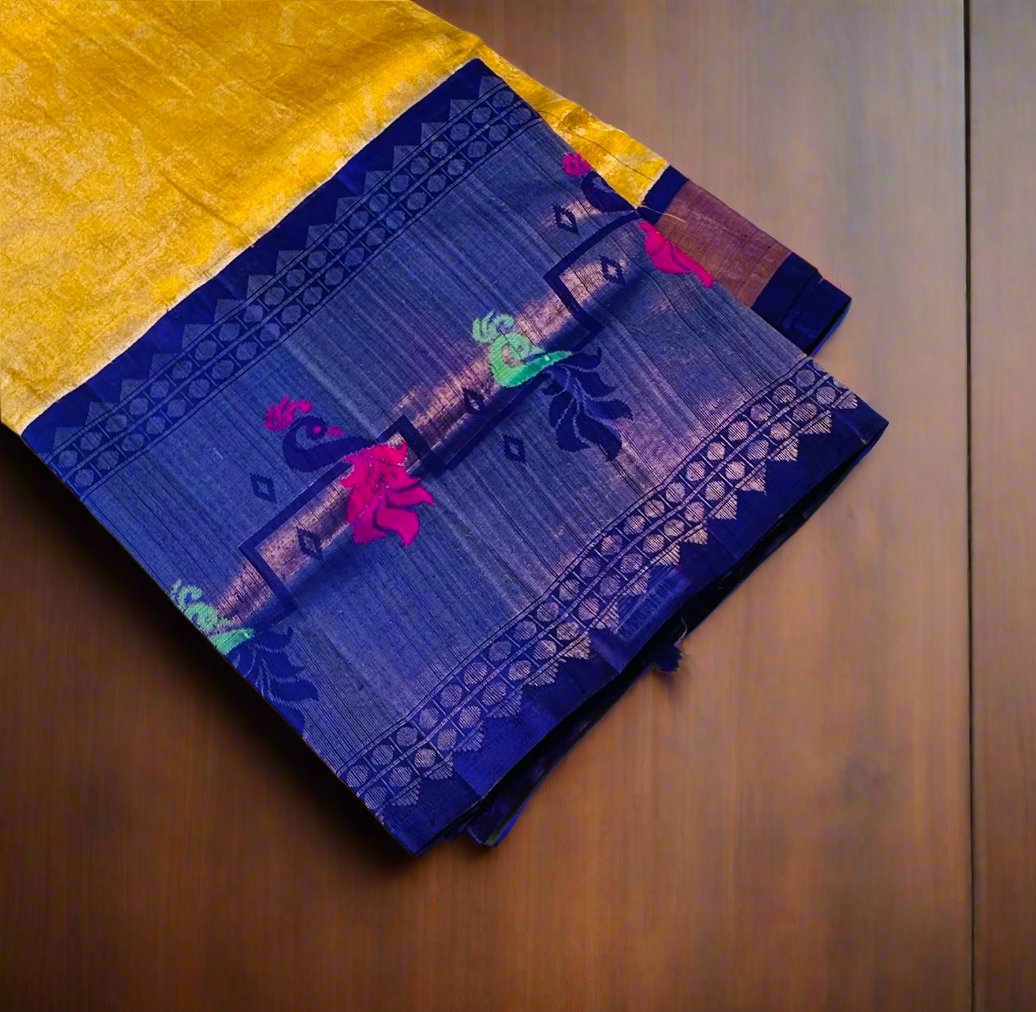 GOLDEN YELLOW PURE SILK COTTON TISSUE