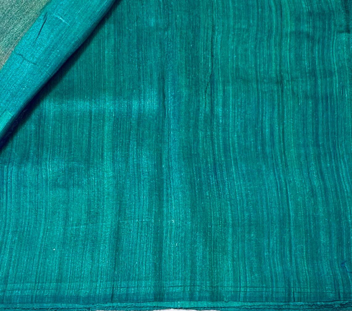 ROYAL BLUE ND GREEN BANARAS PURE RAW SILK SAREE