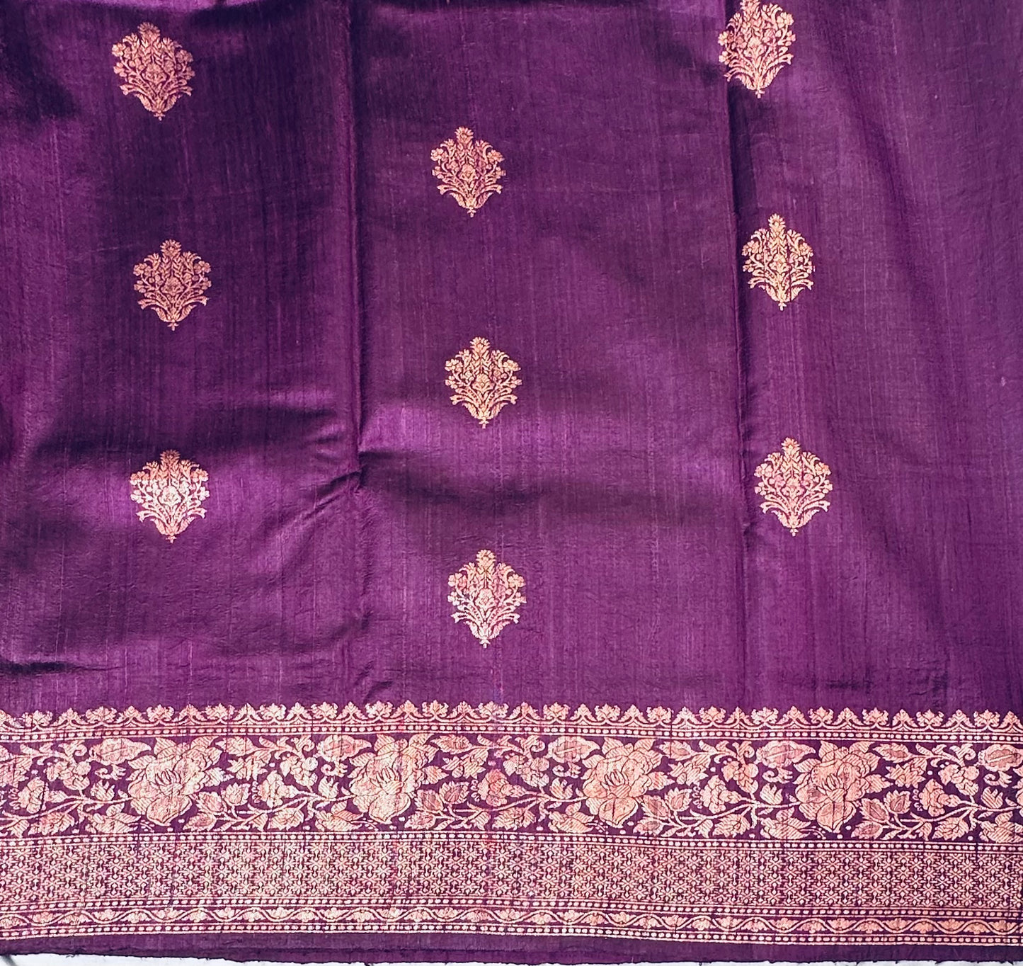 DARK PURPLE BANARAS PURE RAW SILK SAREE