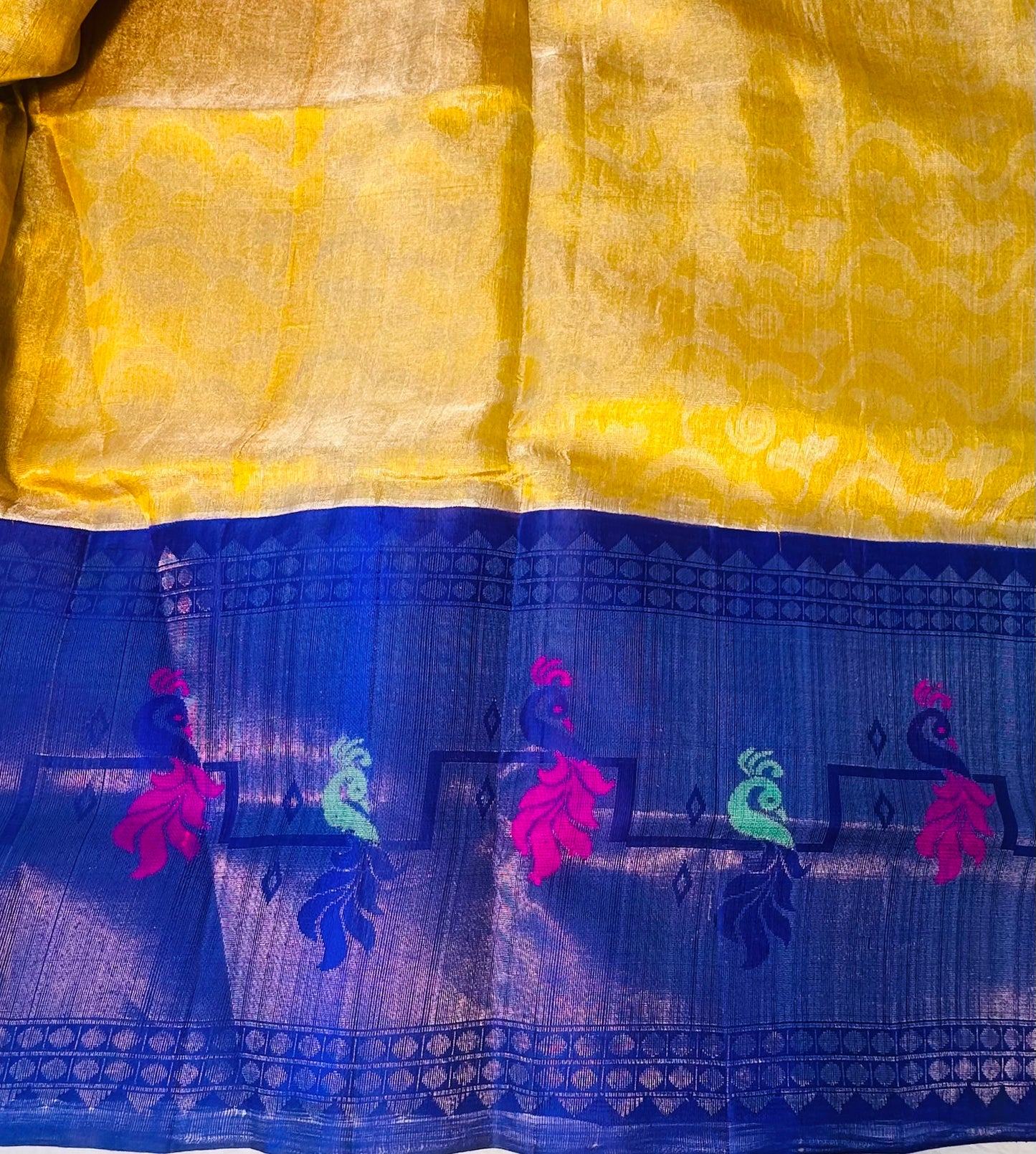 GOLDEN YELLOW PURE SILK COTTON TISSUE