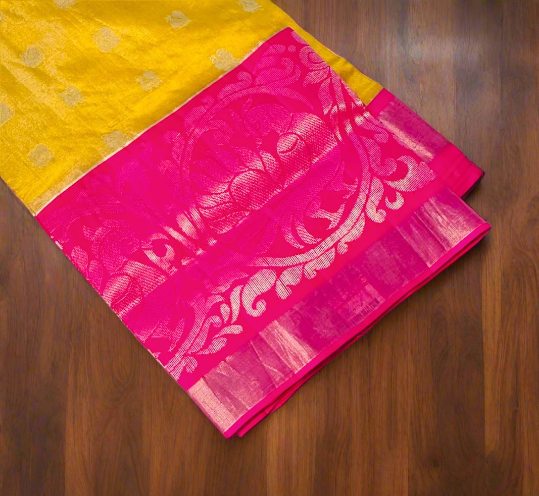 YELLOW PURE SILK COTTON TISSUE