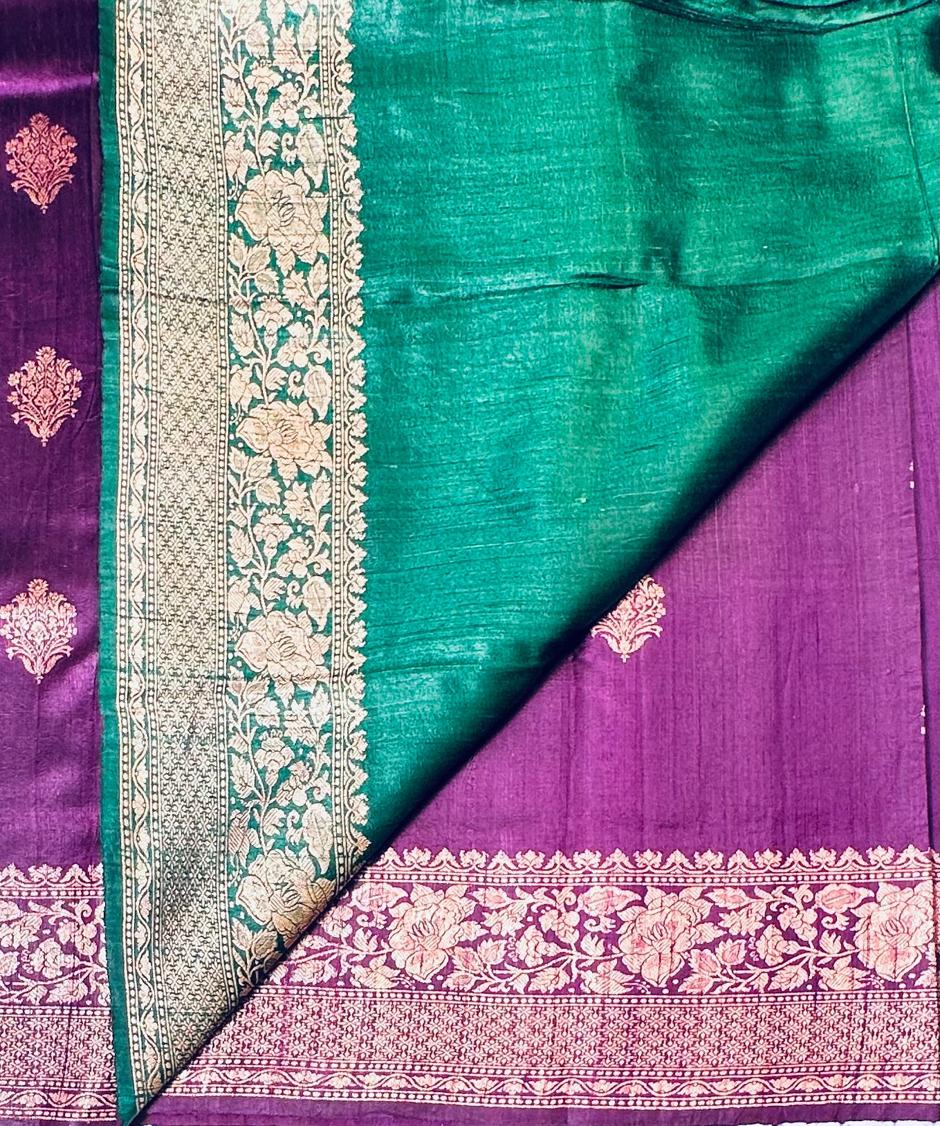 DARK PURPLE BANARAS PURE RAW SILK SAREE