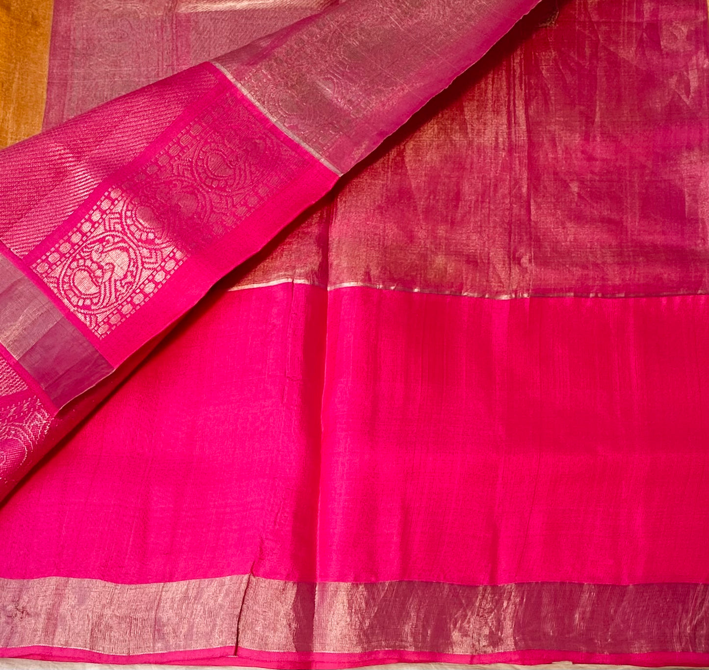 YELLOW PURE SILK COTTON TISSUE