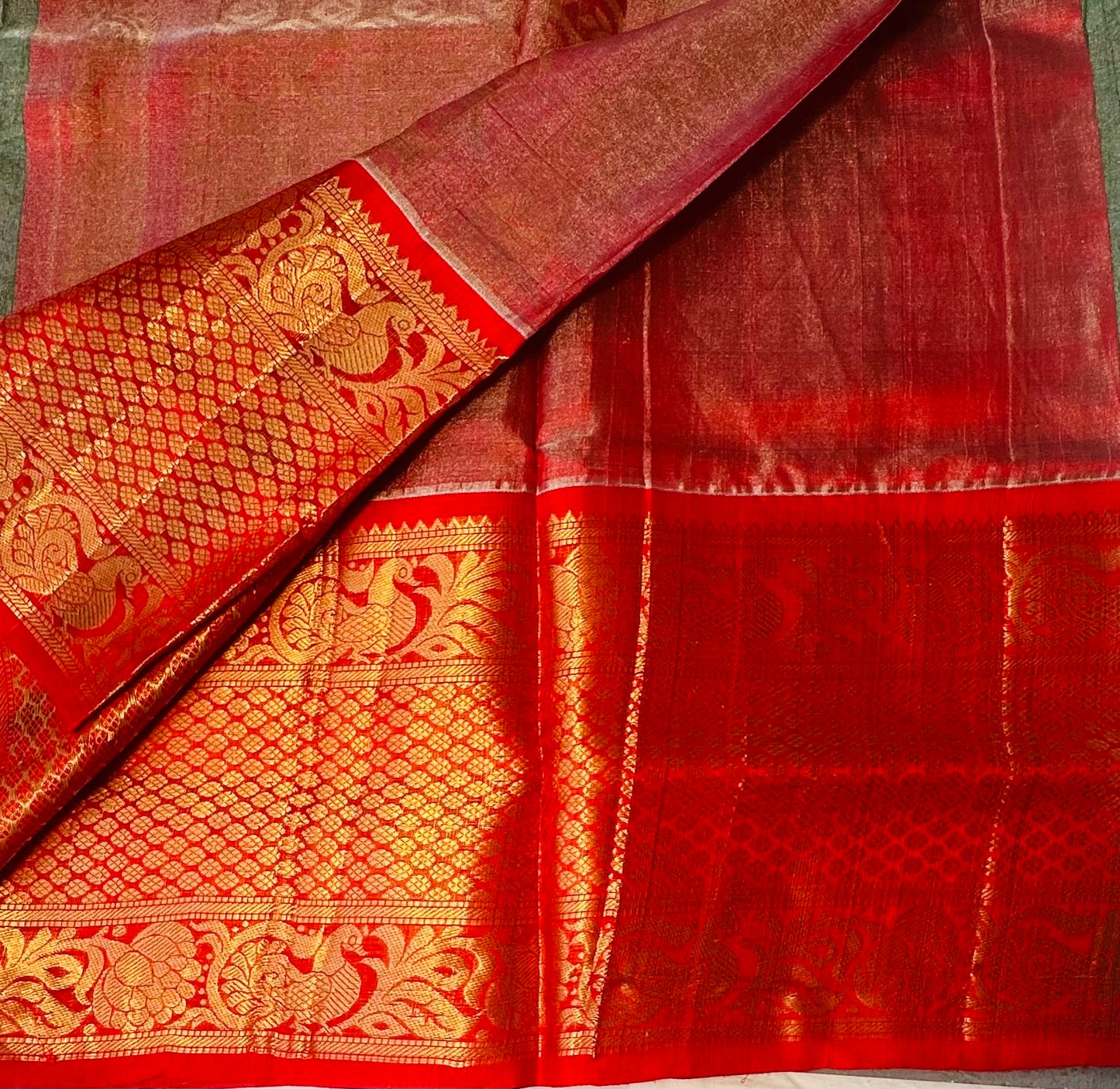 GREEN PURE SILK COTTON TISSUE