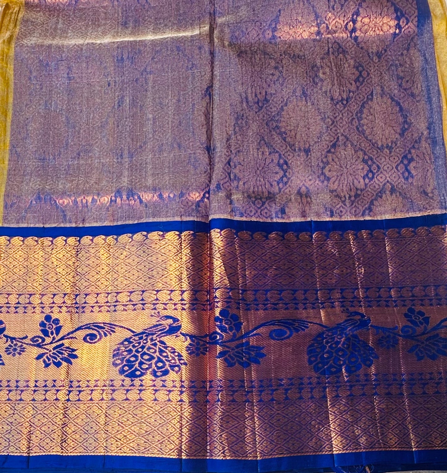 YELLOW PURE SILK COTTON TISSUE