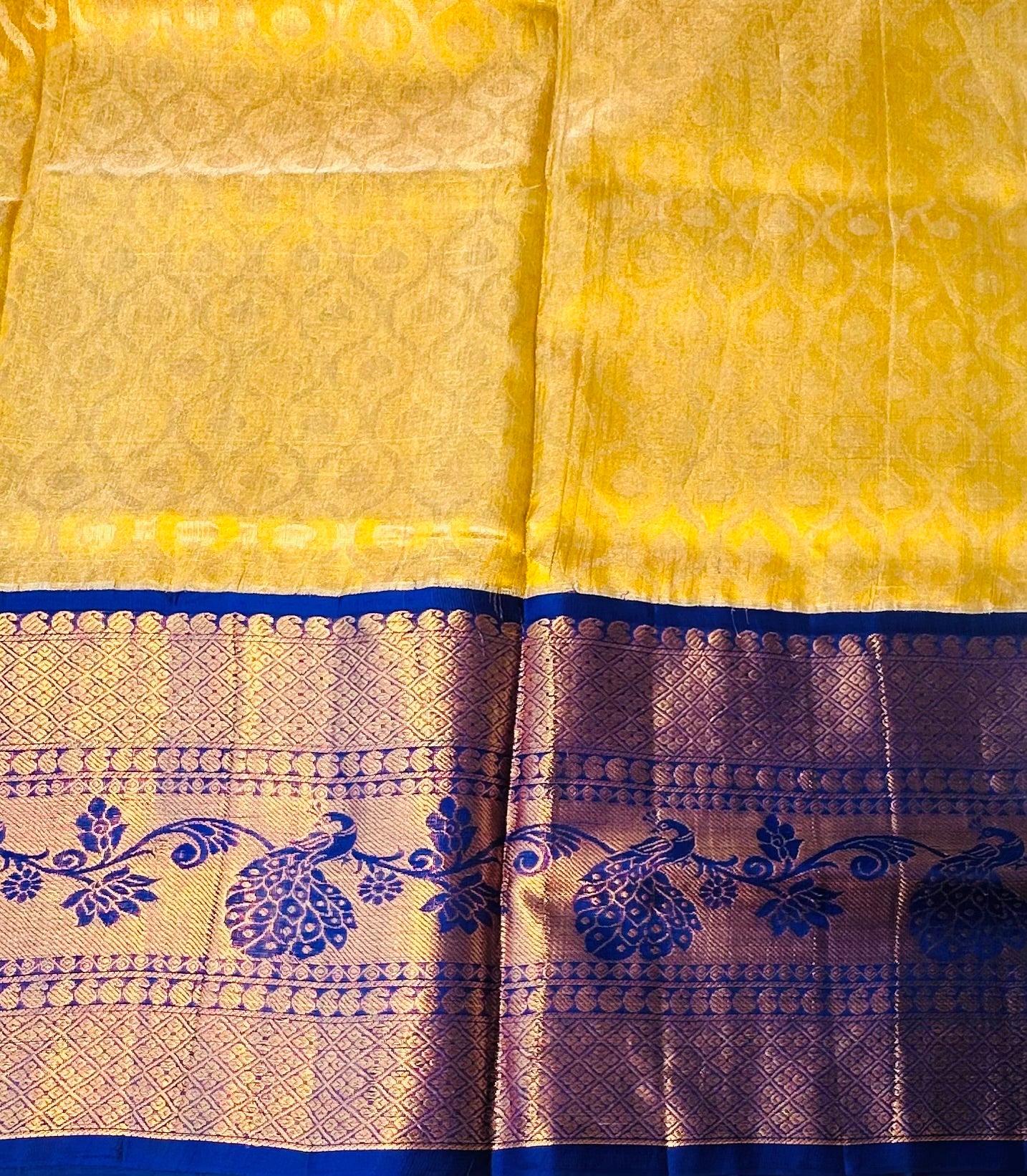 YELLOW PURE SILK COTTON TISSUE