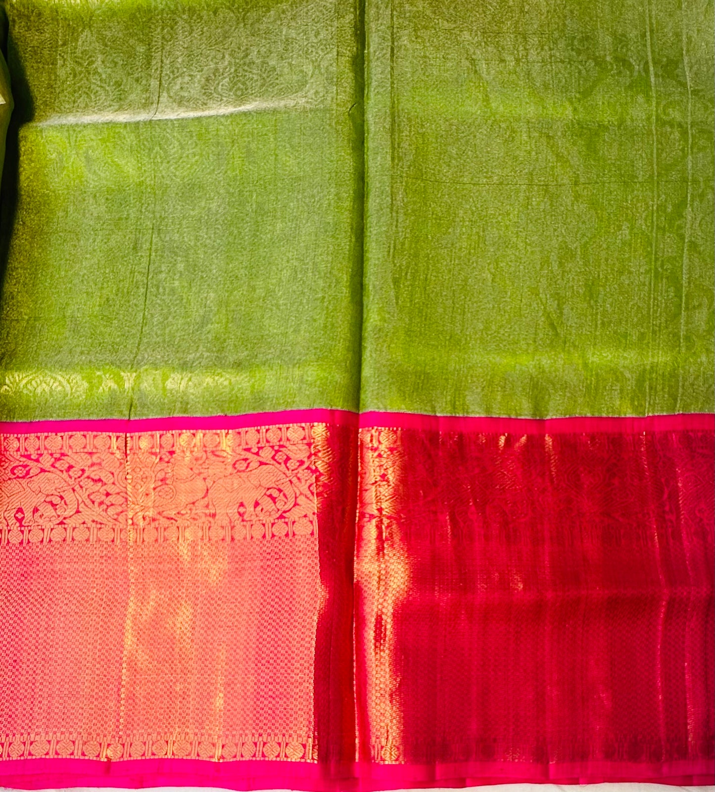 PARROT GREEN  PURE SILK COTTON