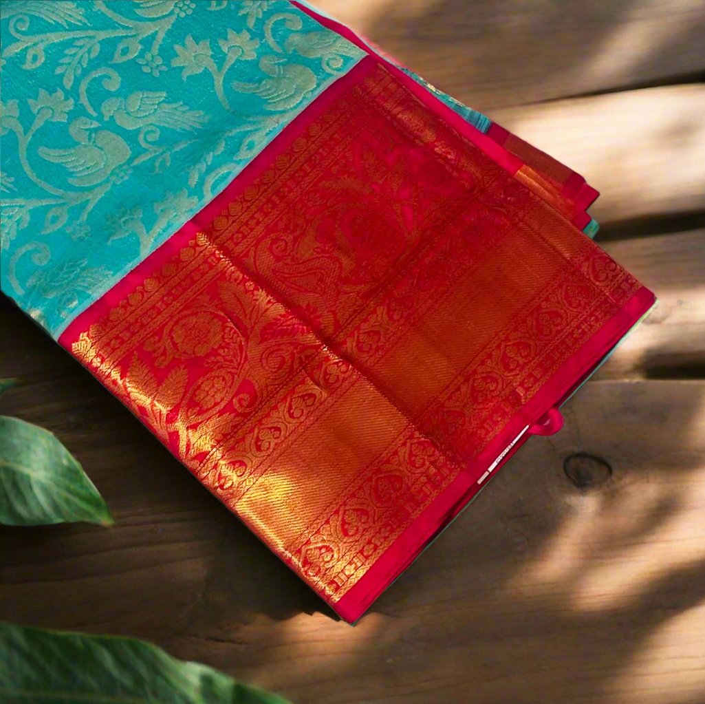 SEA BLUE PURE SILK COTTON